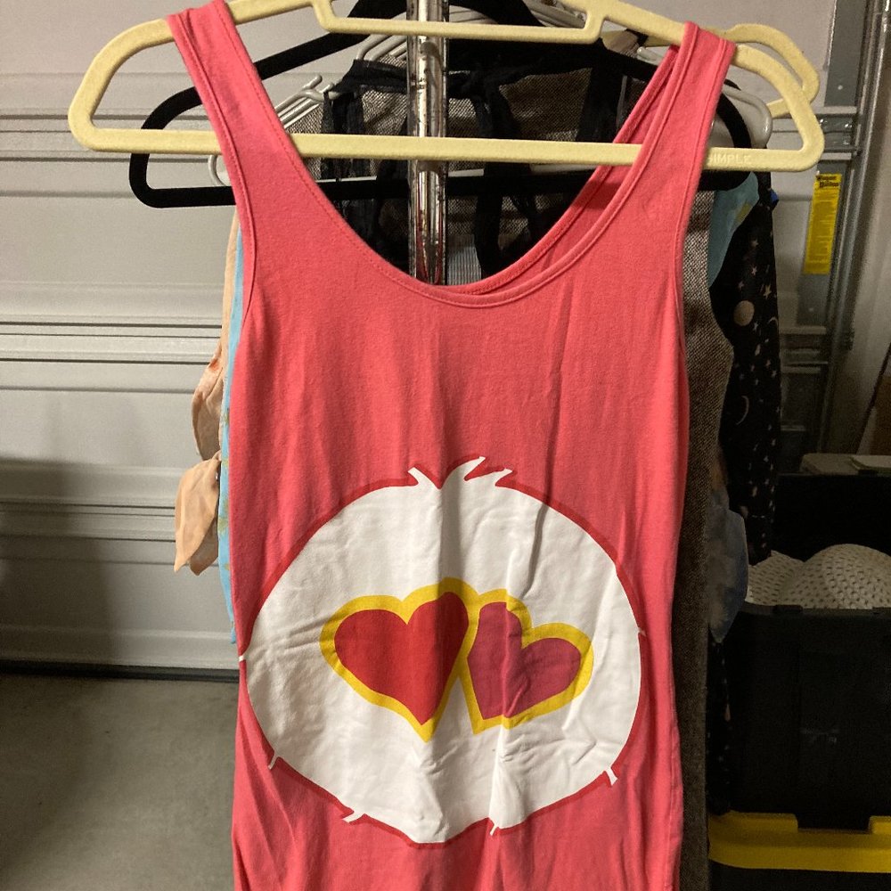 Care Bears Love-A-Lot Bear Coral Pink Costume Tunic Tank Dress - Junior Small